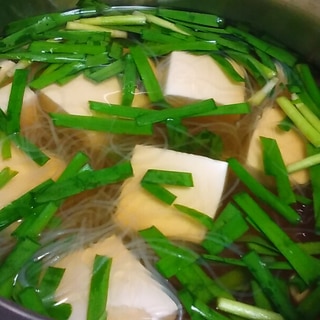 ニラ豆腐春雨スープ